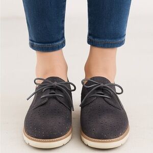 Bussola velvet Navy Lauren Pony Indigo women’s Perforated Lace Up Oxford  38